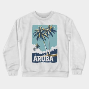 A Vintage Travel Illustration of Aruba Crewneck Sweatshirt